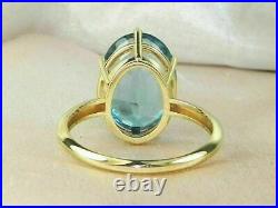3Ct Oval Cut Blue Topaz Lab Created Engagement Ring 14K Yellow Gold Finish