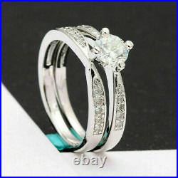 3.0CT Round Cut Bridal Set Engagement Ring For Women's 14K White Gold Finish