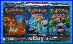 (3) 1999 Pokemon Base Set Booster Packs One a HEAVY All Factory Sealed Mint