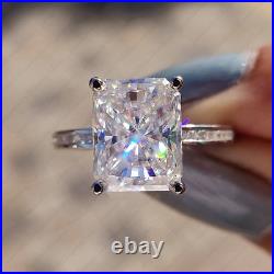 3.25Ct Radiant Moissanite Channel Set Engagement Ring in 14K White Gold Plated