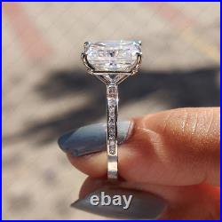 3.25Ct Radiant Moissanite Channel Set Engagement Ring in 14K White Gold Plated