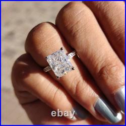 3.25Ct Radiant Moissanite Channel Set Engagement Ring in 14K White Gold Plated