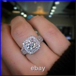 3.2Ct Round Cut Lab Created Diamond Engagement Ring 14K White Gold Plated Sliver