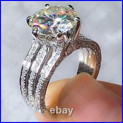 3.50 TCW Round Cut Lab Created Moissanite Engagement Ring 14k White Gold Plated