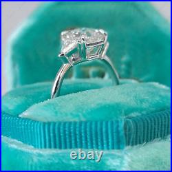 3.85Ctw Asscher & Trillion Moissanite Engagement Ring In 14K White Gold Plated