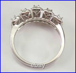 3 Ct Emerald Cut VVS1/D Diamond Women's Cluster Band Ring 14K White Gold Finish