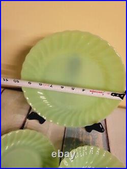 3 Fire King Jadeite Swirl Shell Dinner Plate, Salad Plate, Cereal Bowl Anchor Ho
