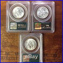 3 Pack 1942 1943 1946-D Walking Liberty 50C All PCGS OGH Green Label MS 65 Lot