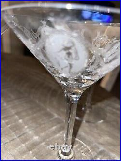 3 Tiffin Franciscan Glass Etched Dancing Girl withScarf Martini Clear Glass Rare