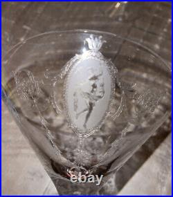 3 Tiffin Franciscan Glass Etched Dancing Girl withScarf Martini Clear Glass Rare