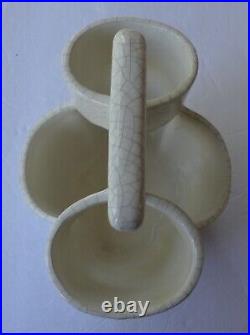 3 Vtg Dedham Potting Shed Pottery Alice Wonderland Rabbit Egg Cup Utensil Holder