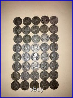 40 Jefferson War Nickels 35% Silver all 1943 D 1 Roll