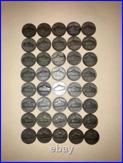 40 Jefferson War Nickels 35% Silver all 1943 D 1 Roll