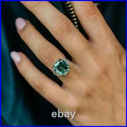 4.00Ct Asscher Cut Green Emerald Valentine Solitaire Ring 14K Yellow Gold Finish