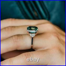 4.00Ct Asscher Cut Green Emerald Valentine Solitaire Ring 14K Yellow Gold Finish