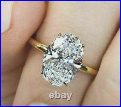 4.0Ct Oval Cut Diamond Women's Solitaire Engagement Ring 14K Yellow Gold Finish