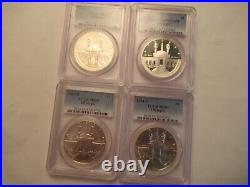 4 1984 US Mint Olympic Silver Dollars UNC P D S all PCGS MS69 & Proof PCGS PF69