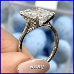 4.83 Ct Radiant Cut Lab-Created Moissanite Engagement Ring 14K White Gold Plated
