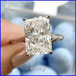 4.83 Ct Radiant Cut Lab-Created Moissanite Engagement Ring 14K White Gold Plated