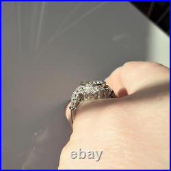 4 Ct Round Moissanite Vintage Bezel Set Engagement Ring 14k White Soild Gold