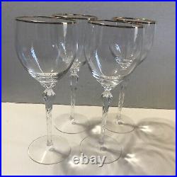 4 Lenox Monroe Water Goblets Crystal Glass Gold Trim 8 1/2 Marked