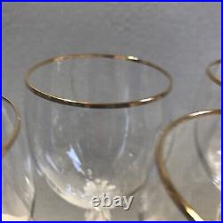 4 Lenox Monroe Water Goblets Crystal Glass Gold Trim 8 1/2 Marked