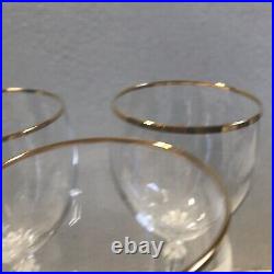 4 Lenox Monroe Water Goblets Crystal Glass Gold Trim 8 1/2 Marked