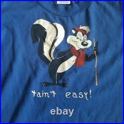 50/50 PePe Le Pew JERZEES Looney Tunes Men T Shirt Size Medium Blue Made in USA