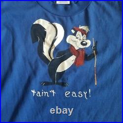50/50 PePe Le Pew JERZEES Looney Tunes Men T Shirt Size Medium Blue Made in USA