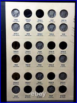 59 MERCURY HEAD DIMES 1916-1945 All Different Circulated / Library of Coins Book
