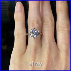 5.0 Ct Round Cut D FL Moissanite Engagement Ring In Solid 14K White Gold Plated
