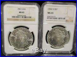 (6) Different MS63 Pre 21 Morgan Silver Dollars All NGC See Description