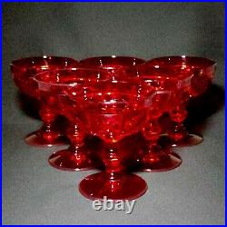 6 (Six) FENTON PLYMOUTH RUBY Crystal Champagne / Tall Sherbets DISCONTINUED