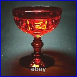 6 (Six) FENTON PLYMOUTH RUBY Crystal Champagne / Tall Sherbets DISCONTINUED
