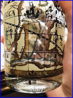 8 Cera World Map Highball Beer Glass 22K Gold Barware Mid Century Regency Mode