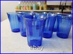 8 Cobalt Blue Tumblers Lot by Hazel Atlas Moderntone