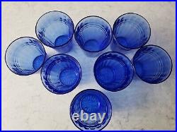 8 Cobalt Blue Tumblers Lot by Hazel Atlas Moderntone