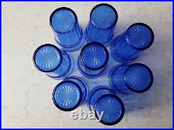 8 Cobalt Blue Tumblers Lot by Hazel Atlas Moderntone