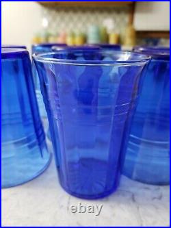 8 Cobalt Blue Tumblers Lot by Hazel Atlas Moderntone