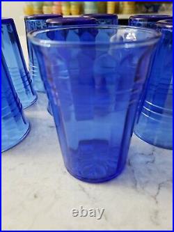 8 Cobalt Blue Tumblers Lot by Hazel Atlas Moderntone