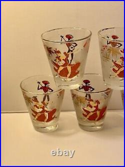 8 Vintage Libbey Caribbean Cruise Whiskey Glasses