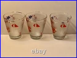 8 Vintage Libbey Caribbean Cruise Whiskey Glasses