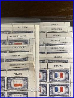 909-921 US Mint Sheets, 5 Cent Overrun Nations, All Mint NH