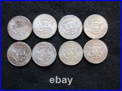90% Silver Kennedy Half Dollar, 8 Coins All Dated 1964 Day-012408179