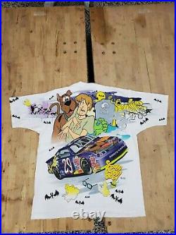 90s Cartoon Network Scooby Doo Wacky Racing Nascar T-Shirt All Over Print Vtg XL