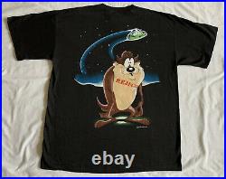 90s Looney Tunes Taz UFO REJECTED All Over Print T-Shirt XL DEADSTOCK With TAGS