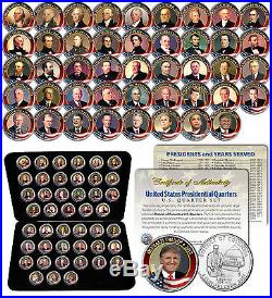 ALL 45 United States PRESIDENTS Colorized 2009 DC Quarters Coin Set US withBox COA