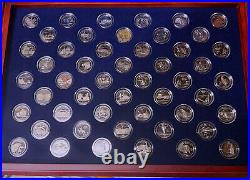 ALL 50 PROOF STATE QUARTERS 1999-2008 With COA'S In Wood Display Case