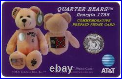 ALL 50 State Quarter Bears Bean Bag Toys, Coin, Flag Cplt Set #1-50 Phone Card