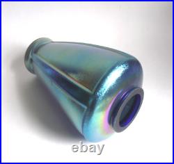 ANTIQUE 7 BLUE AURENE IRIDESCENT DECO ART GLASS VASE STEUBEN ERA 1920s VTG